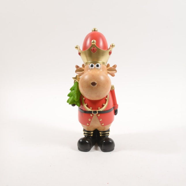 Renna Soldato in Resina 16x17x38 cm | Statuetta Decorativa e Personaggio Natalizio da Collezione Mercury srl