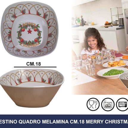 Cestino Quadro Melamina Cm.18 Merry Christmas I.B.C.