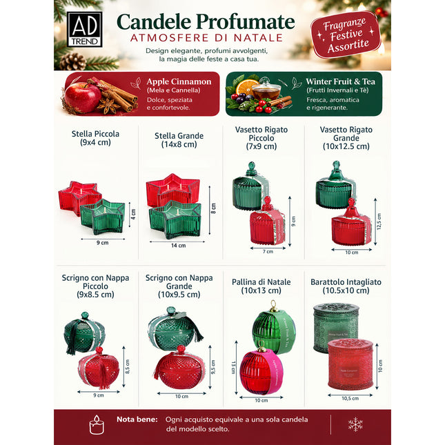 Candela Profumata in Vetro AD Trend | Scegli Modello e Misura | Fragranza Invernale Assortita AD Trend