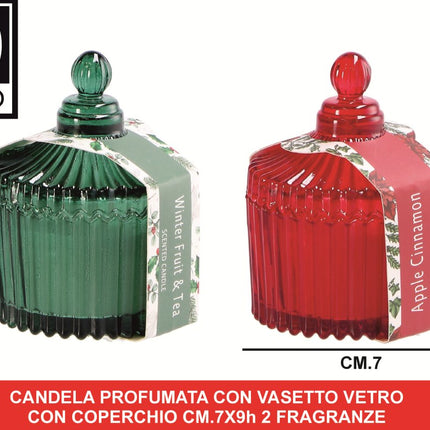 Candela Profumata con Vasetto Vetro E Coperchio Cm.7x9h 2 Fragr.