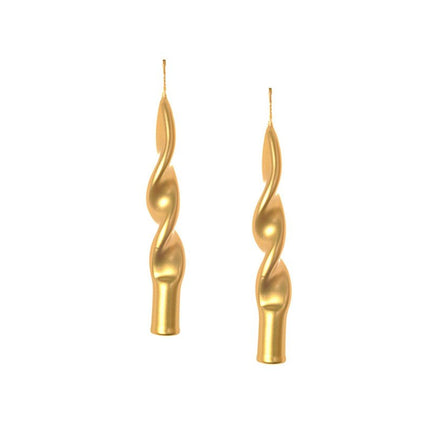 Set 2 Candele a Spirale Effetto Fiamma Lucida – Oro, 2x14h cm