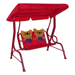 Dondolo da Giardino per Piccoli, Altalena con Tettuccio, Disponibile con Decorazioni Colorate, Tubo 30mm, Nylon, 115x75x110cm, Portata 80kg Orso Due Esse