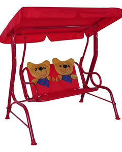 Dondolo da Giardino per Piccoli, Altalena con Tettuccio, Disponibile con Decorazioni Colorate, Tubo 30mm, Nylon, 115x75x110cm, Portata 80kg Orso Due Esse
