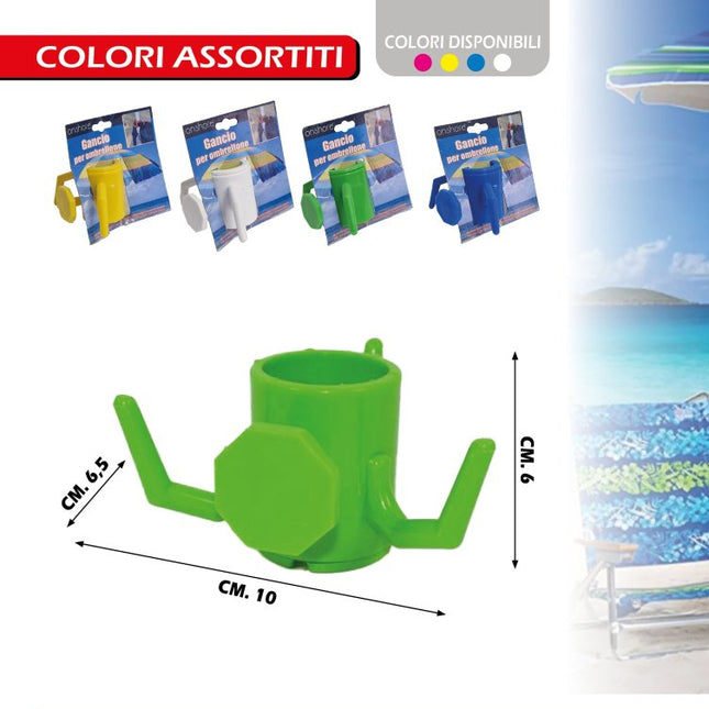 Gancio per Ombrellone da Spiaggia in PVC – Regolabile – Ø max 32 mm – Colori Assortiti Due Esse