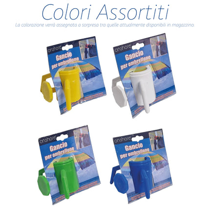 Gancio per Ombrellone da Spiaggia in PVC – Regolabile – Ø max 32 mm – Colori Assortiti Due Esse