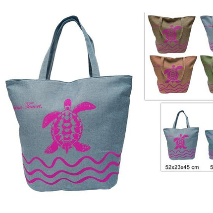 BORSA MARE JUTA TARTARUGHE 2 ASS. 6 COLORI Due Esse