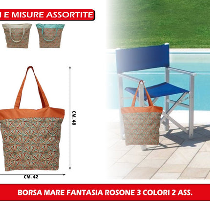 BORSA MARE FANTASIA ROSONE 3 COLORI 2 ASS. Due Esse