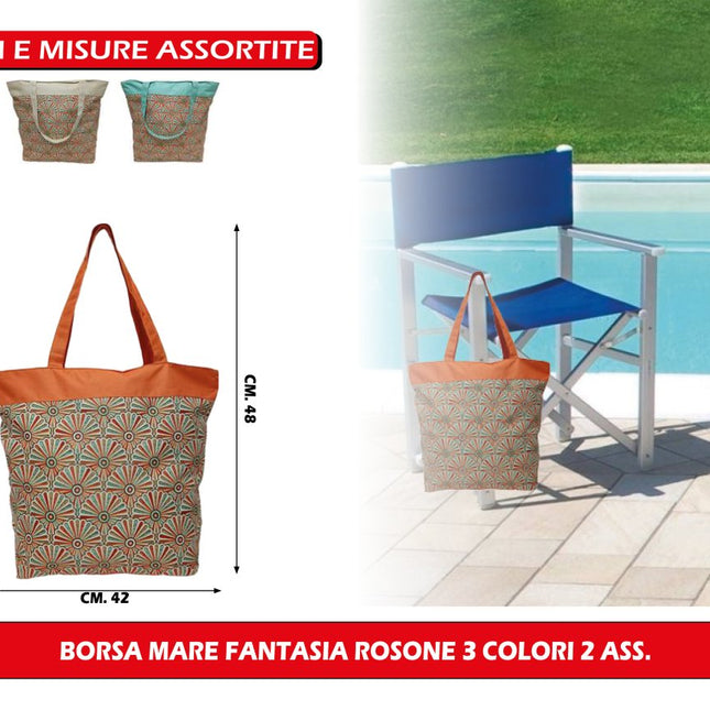 BORSA MARE FANTASIA ROSONE 3 COLORI 2 ASS. Due Esse