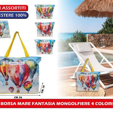 BORSA MARE FANTASIA MONGOLFIERE 4 COLORI Due Esse