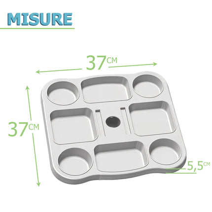 Tavolino Vassoio per Ombrellone 37x37 cm – 8 Scomparti, Foro Ø22-40 mm, in Plastica Bianca – Ideale per Bibite, Oggetti e Smartphone in Spiaggia o Giardino Due Esse