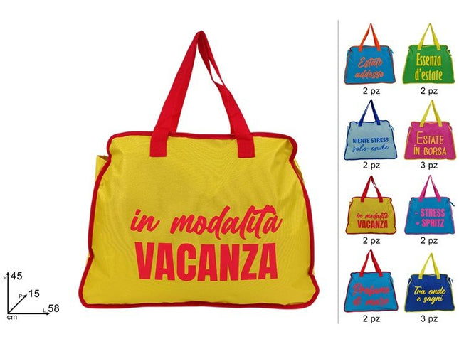 Borsa Mare 600D Poliestere 58x15x45h cm Bicolore 8 Fantasie Assortite Due Esse