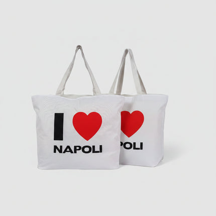 BORSA MARE BIANCA CON SCRITTA I LOVE NAPOLI Due Esse