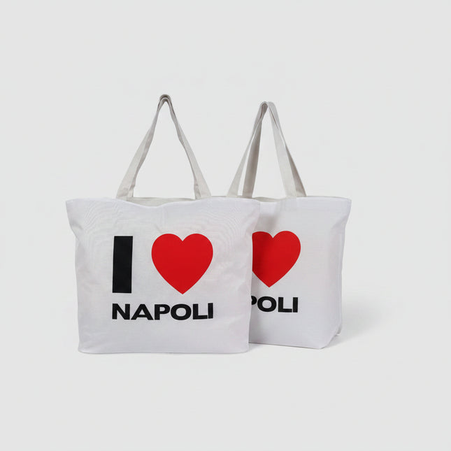 BORSA MARE BIANCA CON SCRITTA I LOVE NAPOLI Due Esse