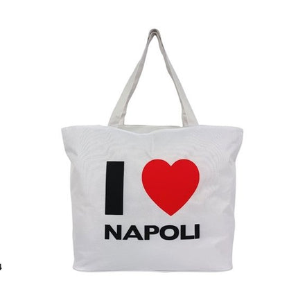 BORSA MARE BIANCA CON SCRITTA I LOVE NAPOLI Due Esse
