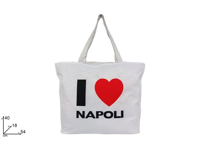 BORSA MARE BIANCA CON SCRITTA I LOVE NAPOLI Due Esse