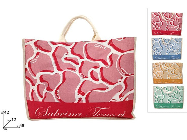 BORSA MARE JUTA CM.56X42 FANTASIA COLORI ASSORTITI Due Esse