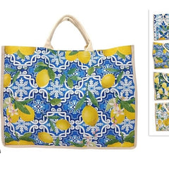 BORSA MARE JUTA CM.56X42 FANTASIA LIMONI 4 ASS. Due Esse