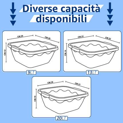 Bacinella Vulcano Quadra – 3 Misure e Diversi Colori, Made in Italy! Duplast
