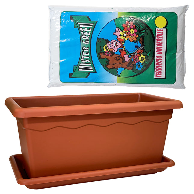 Duplast Fioriera Vulcano Colore Terracotta Misure 60/80/100 cm Made in Italy Fioriera + Sottofioriera + Terriccio Duplast
