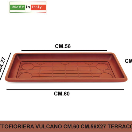 Duplast Fioriera Vulcano Colore Terracotta Misure 60/80/100 cm Made in Italy 60 x 31 x 26h cm Solo sottofioriera Duplast