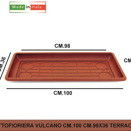 Duplast Fioriera Vulcano Colore Terracotta Misure 60/80/100 cm Made in Italy 100 x 44 x 40h cm Solo sottofioriera Duplast