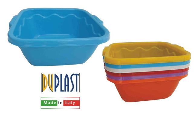 Duplast Bacinella Vulcano Quadrata Polipropilene 13 Lt – 34X34X14H Cm, Colori Assortiti, Robusta E Pratica