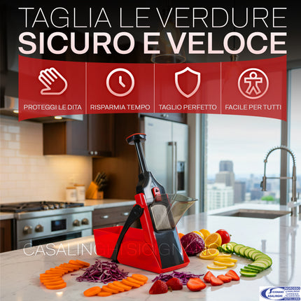 Mandolina Samurai Originale Inox + Taglio Verticale + Sicurezza Totale Arca