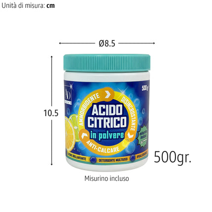 Acido Citrico Puro 500g con Misurino - Anticalcare e Ammorbidente AD Trend