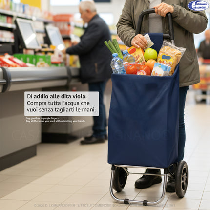 Smart Grocery System 3-in-1: Trolley Rolly 40L + Shopper Termica + 300 Sacchetti Freezer (Kit Completo) Casalinghi Sicignano