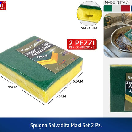 EasyBrill Spugna Abrasiva Salvadita Maxi | Set 2 Pezzi per Pentole e Piatti EasyBrill