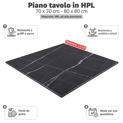 BASE TAVOLO CM.40X40 FERRO + PIANO HPL 80X80 / 70x70 cm, VARIE COLORAZIONI Casalinghi Sicignano