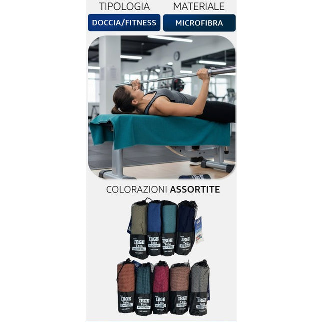IRGE Telo Doccia/Fitness Microfibra 70x150 cm con Sacchetto a Rete Irge