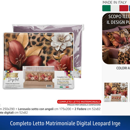 COMPLETO LETTO MATRIMONIALE DIGITAL LEOPARD IRGE Irge