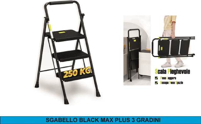 Sgabello Black Max 3 Gradini Max 250 Kg. Emmevi