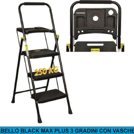 Sgabello Black Max Plus 3 Gradini Con Vaschetta Emmevi