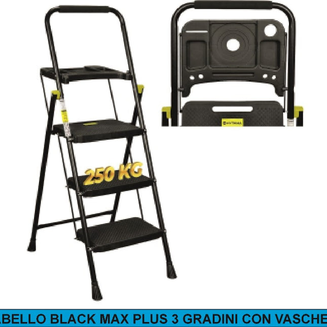 Sgabello Black Max Plus 3 Gradini Con Vaschetta Emmevi