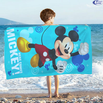 Telo Mare Bambino in Poliestere 70x140 cm, con Fantasie Spiderman, Mickey Mouse e Minnie EOL Distribuzione