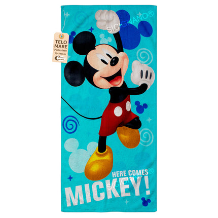 Telo Mare Bambino in Poliestere 70x140 cm, con Fantasie Spiderman, Mickey Mouse e Minnie EOL Distribuzione
