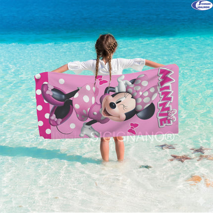 Telo Mare Bambino in Poliestere 70x140 cm, con Fantasie Spiderman, Mickey Mouse e Minnie EOL Distribuzione