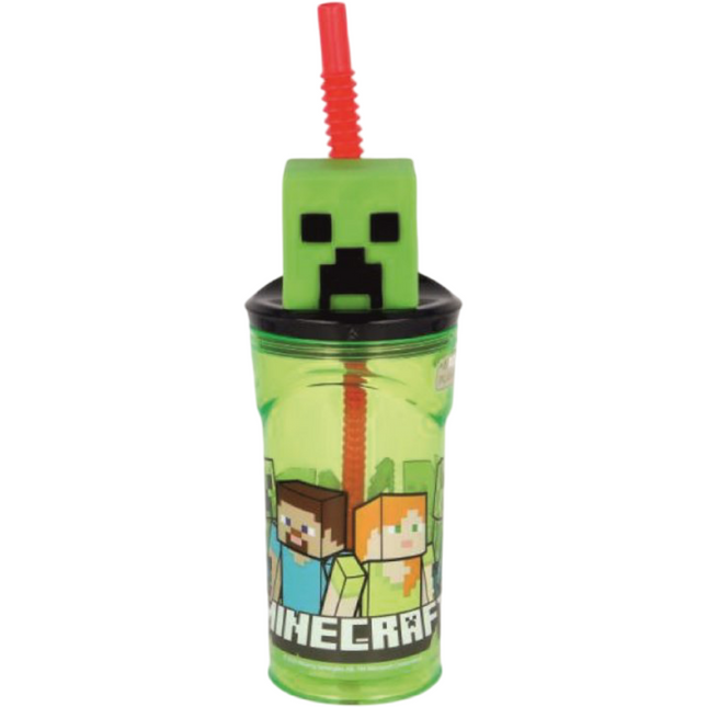 BICCHIERE 3D CON CANNUCCIA ML.360 DIVERSE FANTASIE CARTONI ANIMATI Minecraft EOL Distribuzione