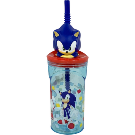 BICCHIERE 3D CON CANNUCCIA ML.360 DIVERSE FANTASIE CARTONI ANIMATI Sonic EOL Distribuzione