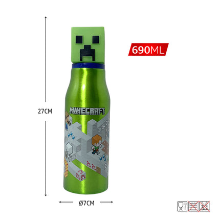Borraccia Alluminio 3D Bambini 690ml Minecraft Stitch Spiderman Frozen Mickey