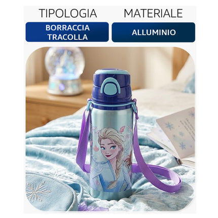 Borraccia Alluminio Bambini con Tracolla 730ml Spiderman Stitch Mickey Frozen