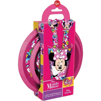 PIATTI+BICCHIERE+POSATE FOOD FANTASIE ASSORTITE CARTONI ANIMATI Minnie EOL Distribuzione