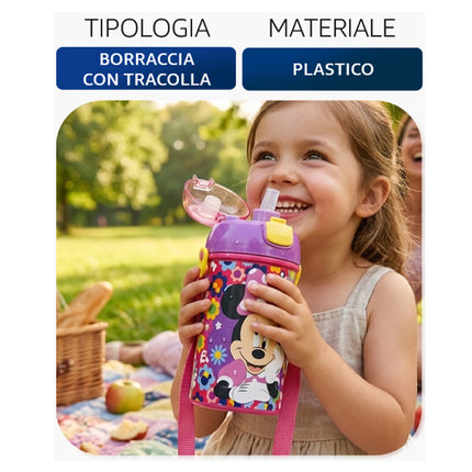 Borraccia Bambini con Tracolla 450ml Stitch Spiderman Sonic Minnie
