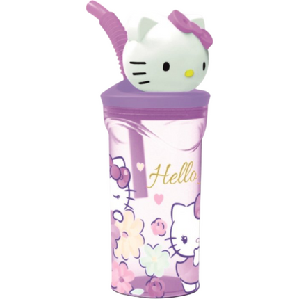 BICCHIERE 3D CON CANNUCCIA ML.360 DIVERSE FANTASIE CARTONI ANIMATI Hello Kitty EOL Distribuzione