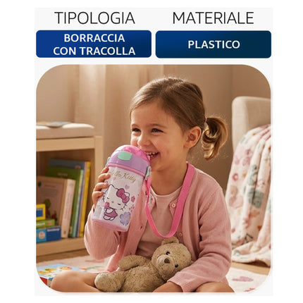Borraccia Bambini con Tracolla 450ml Stitch Spiderman Sonic Minnie