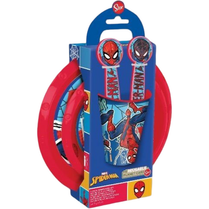 PIATTI+BICCHIERE+POSATE FOOD FANTASIE ASSORTITE CARTONI ANIMATI Spiderman EOL Distribuzione