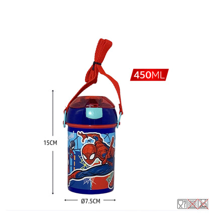 Borraccia Bambini con Tracolla 450ml Stitch Spiderman Sonic Minnie