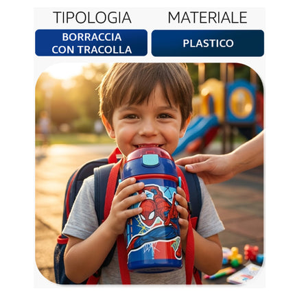 Borraccia Bambini con Tracolla 450ml Stitch Spiderman Sonic Minnie